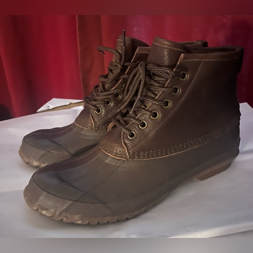 New Men's Heritage duck boots in tumbled leather For Dark Earth Multi, Size 10